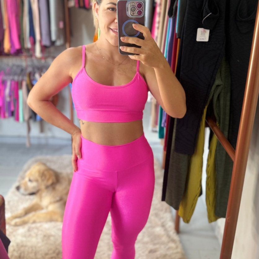 Conjunto Canelado de Compressão Rosa – Tam. M